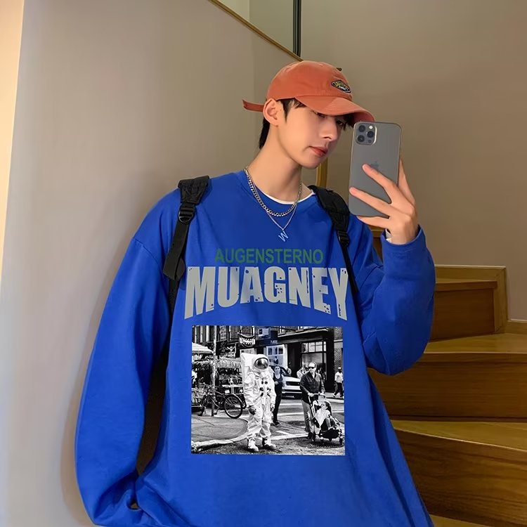 Áo Thun Tay Dài Cổ Tròn Dáng Rộng In Họa Tiết Hoạt Hình Phong Cách Hip Hop Nhật Bản Thời Trang Cho Nam Và Nữ Size M-5XL