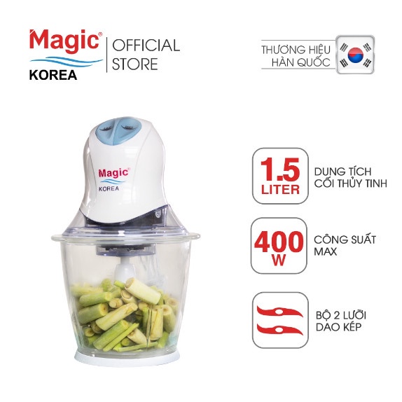 Máy xay cối thủy tinh, 02 lưỡi dao kép Magic A04 (1.5 lít)