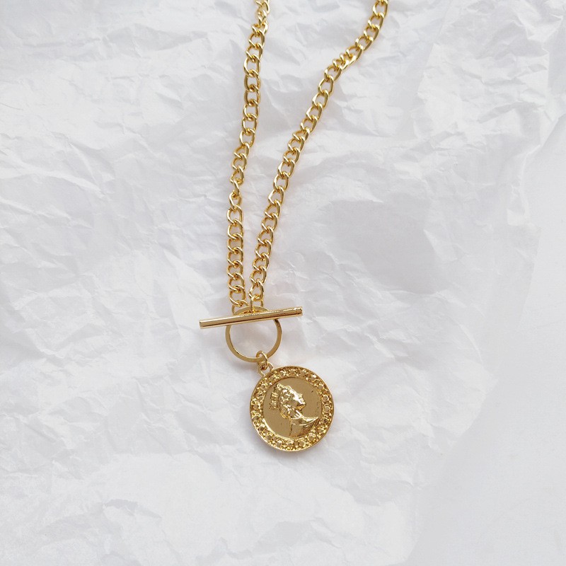 Dây chuyền, vòng cổ mạ vàng hình đồng tiền phong cách retro sang trọng cá tính - Mely 1494