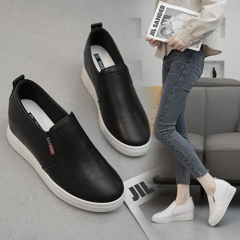 Giày nữ độn đế 6cm cực tôn dáng cho chị em sneaker thể thao 2 màu đen trắng [GN01]