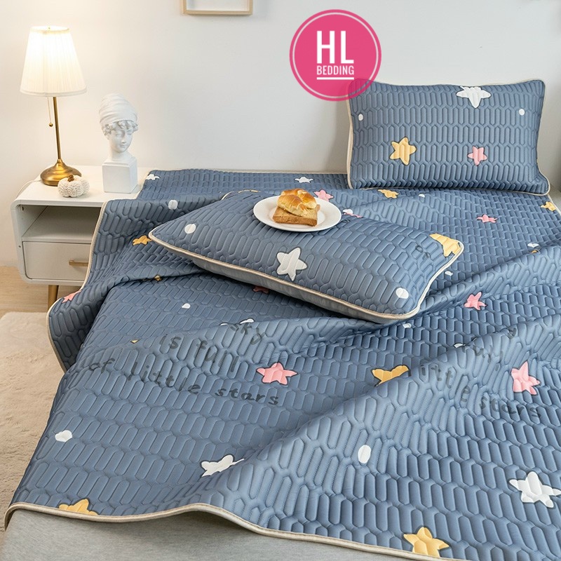 Chiếu điều hòa cao su non 5D Ngôi sao  HL Bedding vải lụa Tencel mát cao su non Latex mềm mịn đủ kích thước m6/m8/2m2