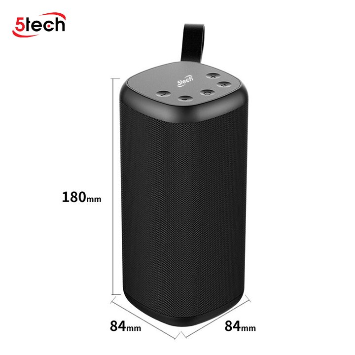 Loa Bluetooth 5.0 Loa Kép Di Động 5Tech, có khe cắm Thẻ nhớ,đài FM cổng USB, Mic và Cáp AUX