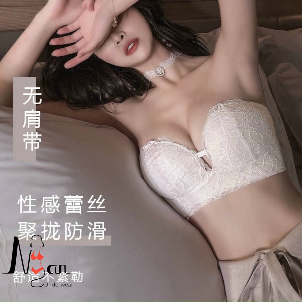 Áo Ngực Không Dây Chống Tuột, Áo Ngực Ren Hoa Cúp Ngang - NGAN HOUSE CHUYÊN ĐỒ LÓT