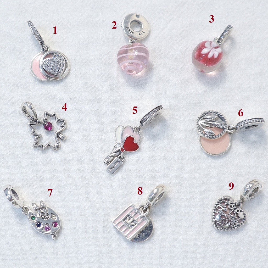 [Charm bạc 925 cao cấp] Bộ sưu tập charm treo màu hồng- Mã sản phẩm VENUST7