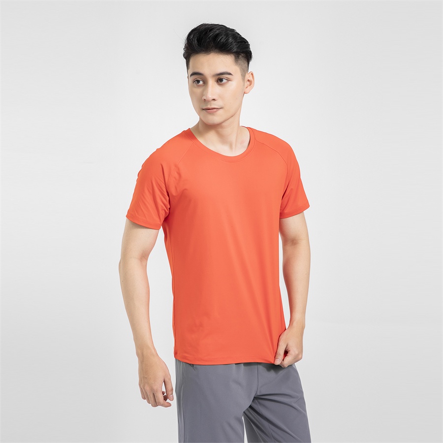 Áo thun nam ngắn tay ARISTINO thiết kế basic dễ mặc, chất áo bền màu,  chống nhăn - ATS027S1 màu cam