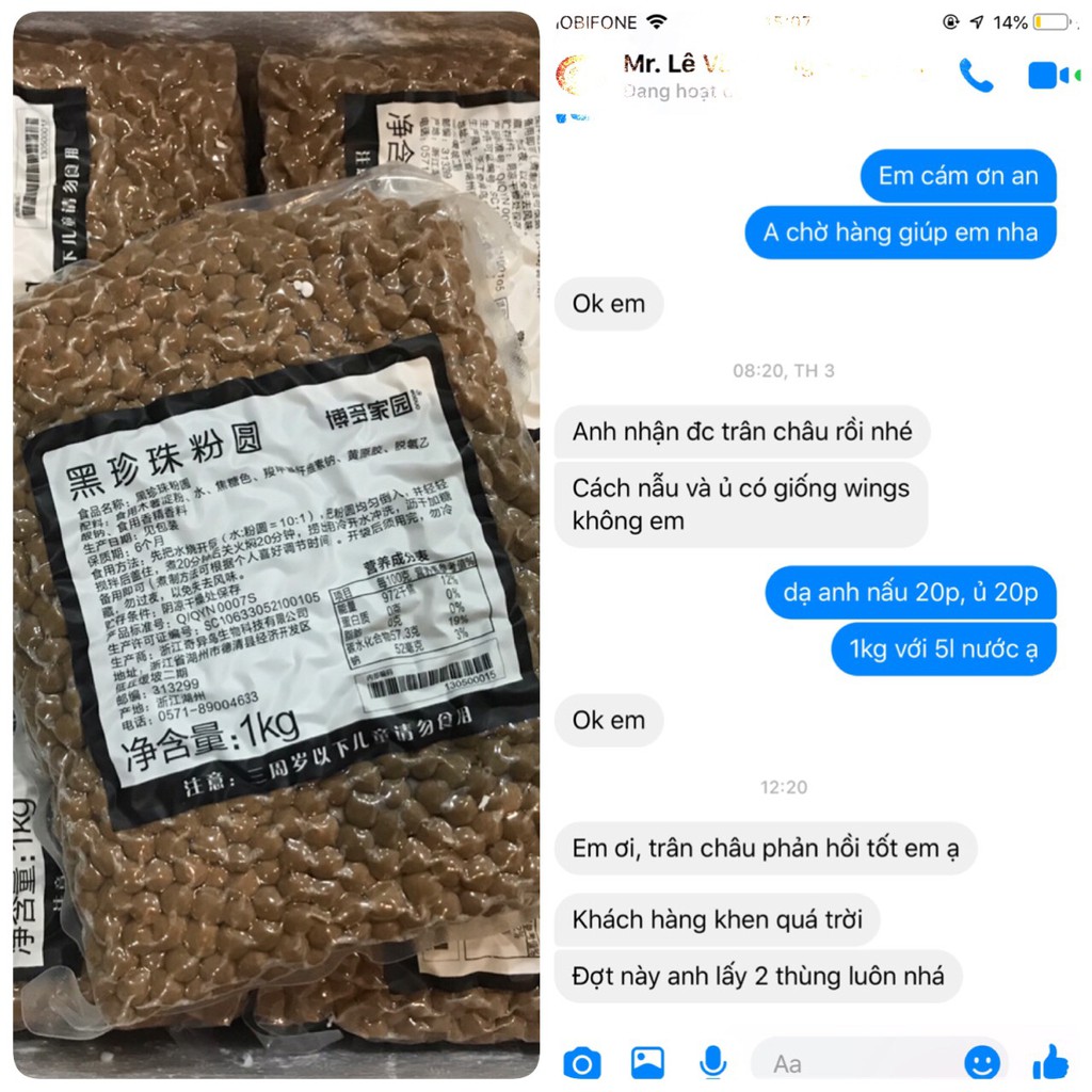 Hạt Trân châu đen và hoàng kim Boduo 1kg (gói) (Thùng xốp 20 kg, bảo quản tốt nên trân châu hạt rất đẹp)