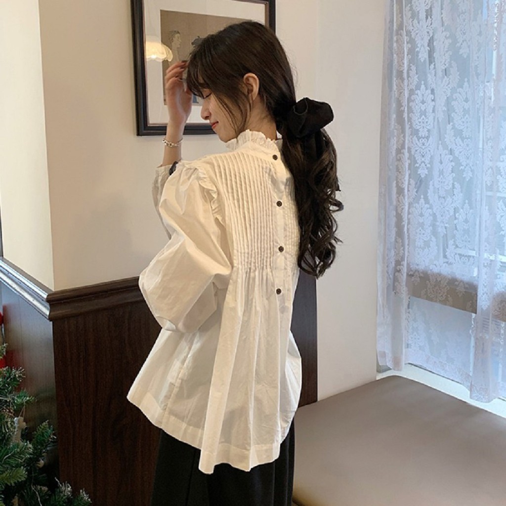 Áo babydoll tiểu thư A254 cổ bèo ly ngực quảng châu Thời trang Xmin VINTAGE