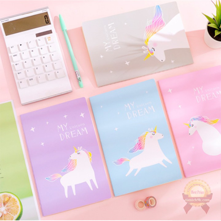 Vở sổ ghi chú kẻ ngang 30 trang đẹp hình kỳ lân unicorn dễ thương cute