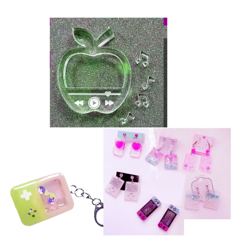 Khuôn Silicone Làm Móc Khóa Resin Epoxy Pha Lê Cát Chảy