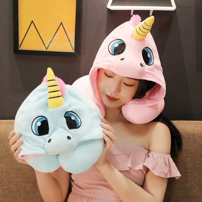 Ellen Gối Kê Cổ Chữ U Có Mũ Trùm Đầu Hình Kỳ Lân totoro Du Lịch Nghỉ Trưa Văn Phòng