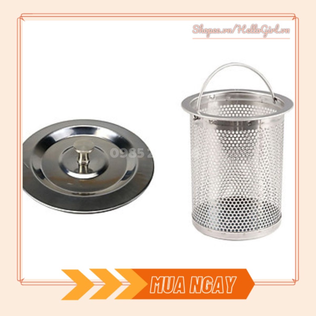 Bộ Giỏ Lọc Rác + Nắp Đậy Bồn Rửa Chén Bằng Inox