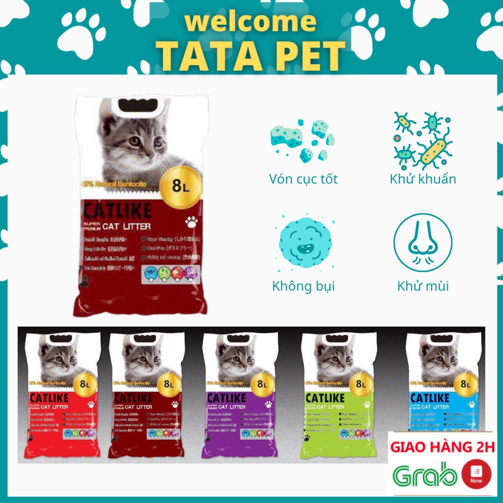 Cát mèo ✅NOW SHIP HN CATLIKE 8 Lít - Cát vệ sinh cho mèo vón cục - hút ẩm - khử mùi tốt (VS3.1) TATAPET