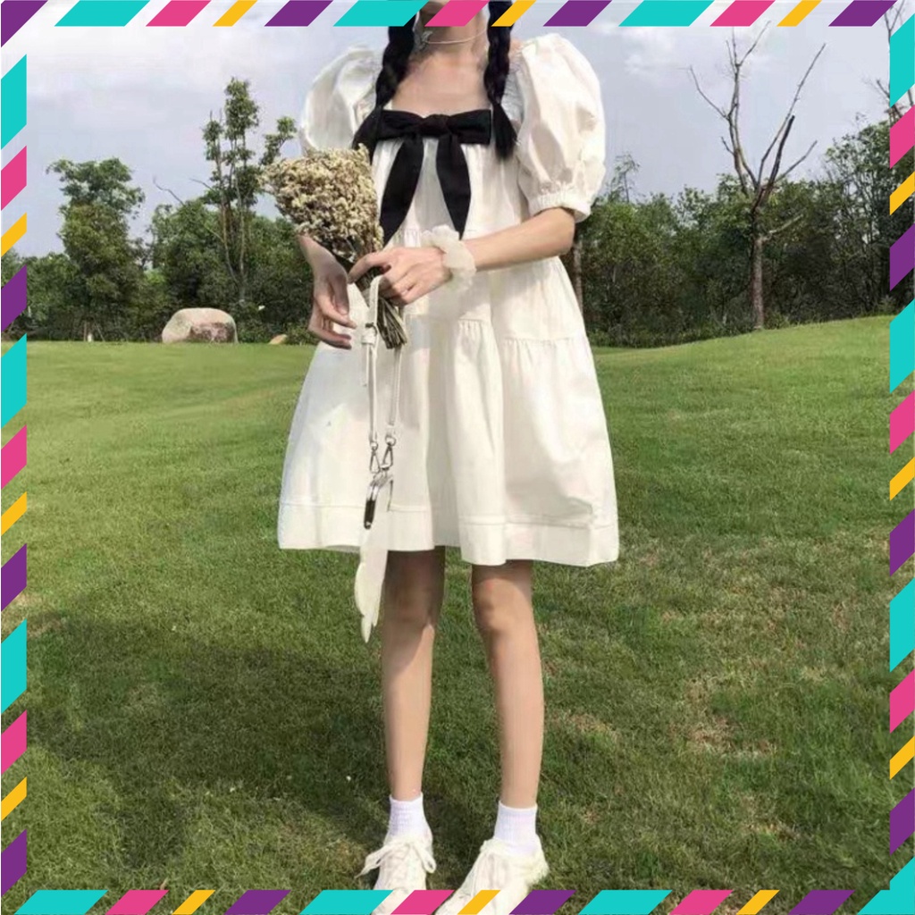 Váy Nữ, Đầm Nữ Thắt Nơ Ngực Dáng Bồng Bềnh Siêu Xinh | BigBuy360 - bigbuy360.vn