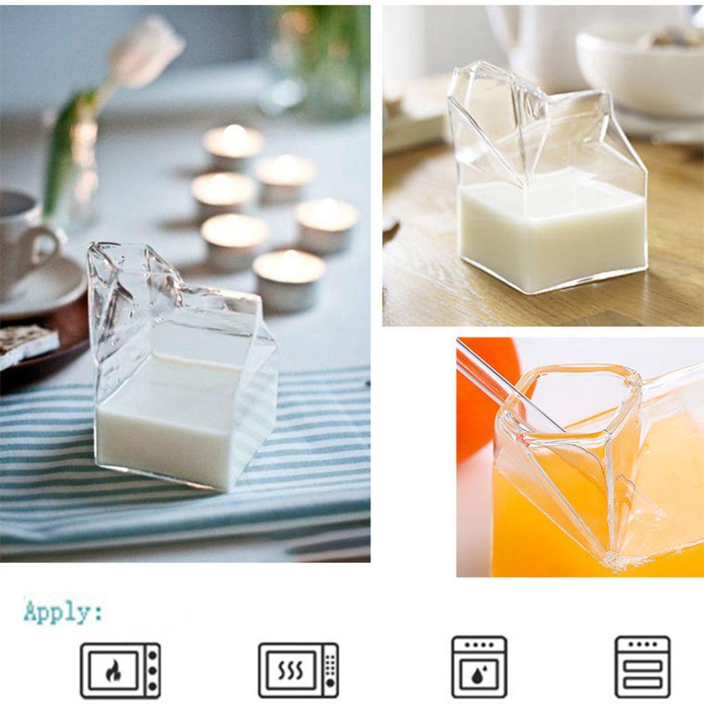 IVORY Kính Bình Thủy Tinh Đựng Nước Ép Hình Vuông Chịu Nhiệt Dùng Được Trong Lò Vi Só