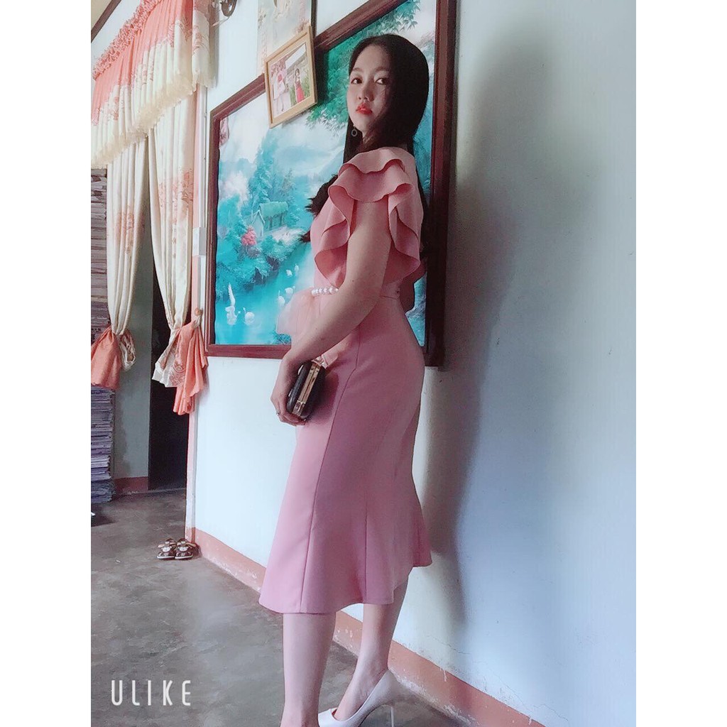 [ xả kho ] MiD Đầm đuôi cá hồng V1085 Mie Design ảnh thật