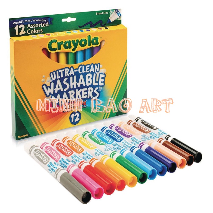 BỘ 12 BÚT LÔNG MÀU CRAYOLA NÉT TO (CÓ THỂ TẨY RỬA)