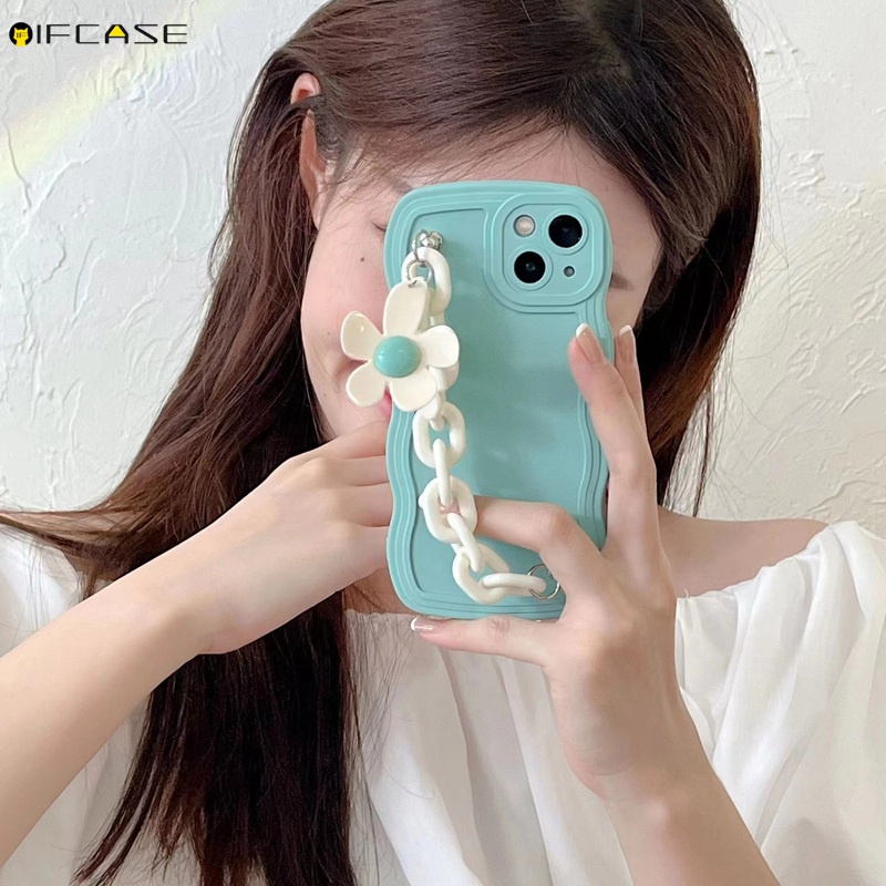 Ốp Điện Thoại Silicon Mềm Nhám Họa Tiết Hoa Có Dây Đeo Cho iPhone 13 12 11 Pro XS Max 7 8 6 6s Plus SE 2020