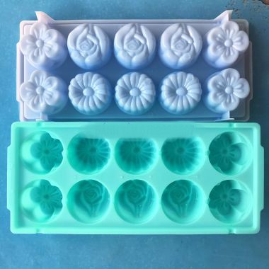 Khuôn rau câu 10 BÔNG hoa hồng, cúc, đào - Ice Tray Flower Shaped / Flower Ice Tray