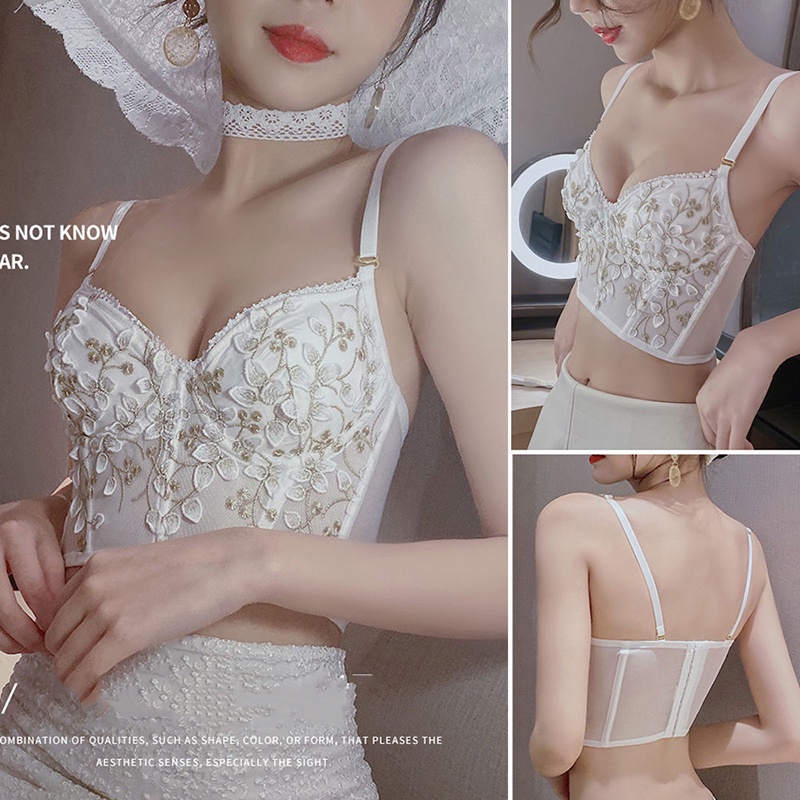 Áo lót AIJOLEN có gọng thép nâng ngực thiết kế thêu ren phong cách vintage cho nữ
