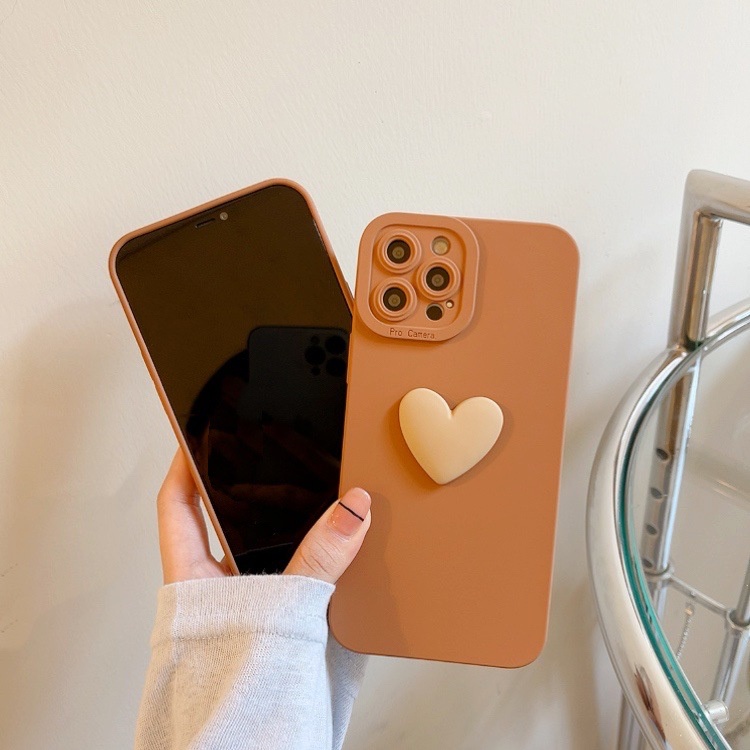 Ốp Điện Thoại Silicon Họa Tiết Trái Tim Ba Chiều Cho compatible for iphone 11 7plus 12Pro silicone
