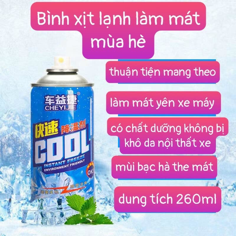 Chai xịt lạnh tức thì giảm nhiệt độ ngày nóng