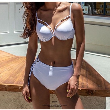 [BKN710] &lt;HÀN&gt; SET BIKINI ĐAN DÂY HÔNG KIỂU HÀN (CÓ GỌNG) (CẠP CAO)
