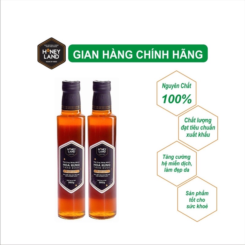 Combo 2 chai mật ong rừng Thảo Dược HONEYLAND tổng 760g mật ong thiên nhiên nguyên chất