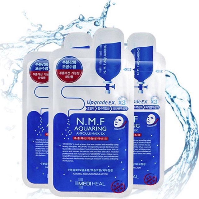 Mặt Nạ Mediheal NMF Dưỡng Ẩm - Kiềm Dầu Phù Hợp Cho Mọi Loại Da - Aquaring Ampoule Mask - Hộp 10 Miếng