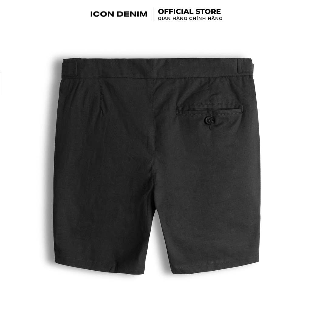 Quần Short Tây Nam ICON DENIM Vải Linen Lưng Tab Móc Khóa