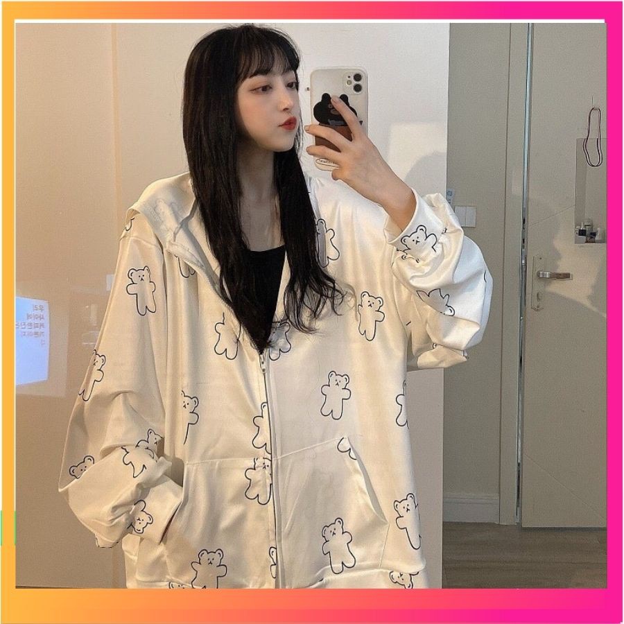 Áo Hoodie Nỉ Nữ Hình Gấu Trắng