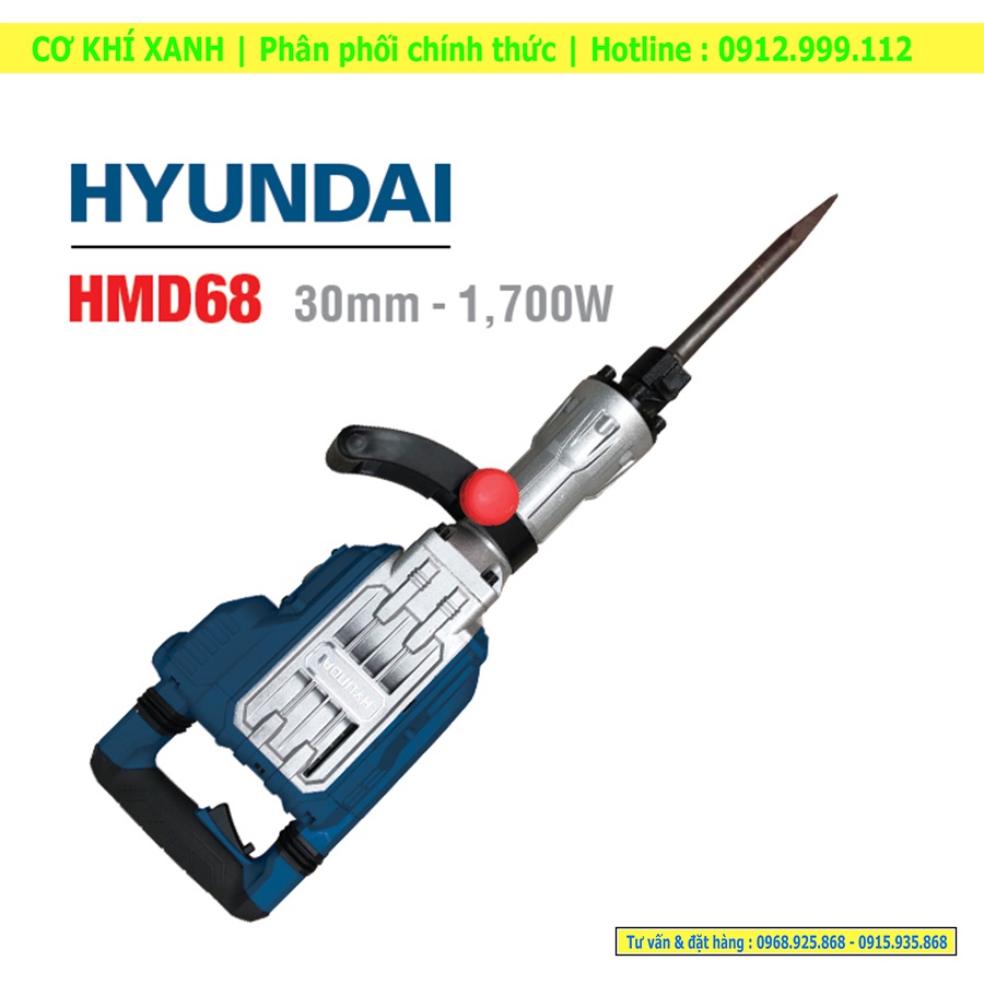Máy đục bê tông HYUNDAI HMD68 | Công suất 1.700W | Lực đập 60J