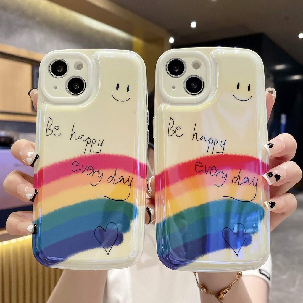 Ốp Điện Thoại Họa Tiết Cầu Vồng Cho iPhone X / XR / XS / 11 / 12 / 13 / Pro / Max / Plus / Promax
