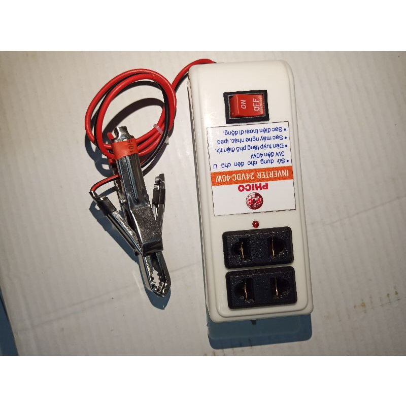 Bộ kích điện 24v lên 220v 40W dùng trên ghe, xe tải, xe đầu kéo