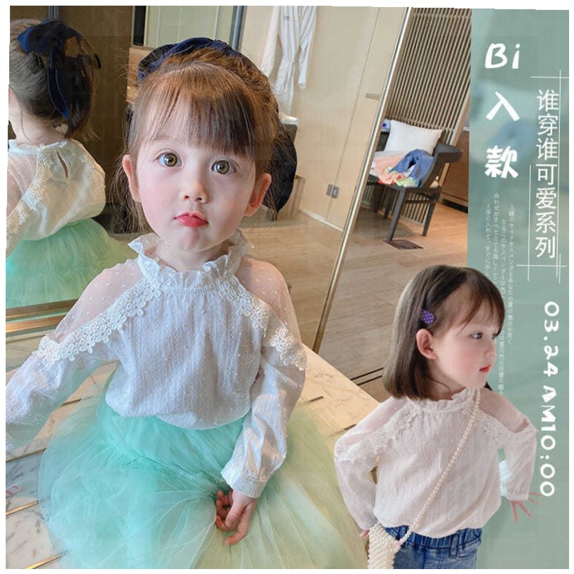 🍓Se7en Baby Fort🍦Áo Thun Tay Dài Hở Vai Thời Trang Cho Bé Gái