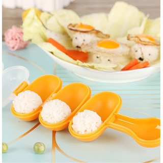 (Đủ Màu) Bộ khuôn lắc cơm tạo hình cơm nắm cho bé ăn dặm kèm thìa