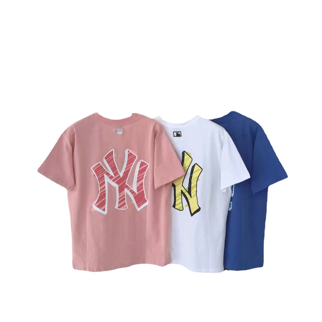 Áo Thun Tay Ngắn Cổ Tròn In LOGO Mlb Thời Trang Cho Cặp Đôi