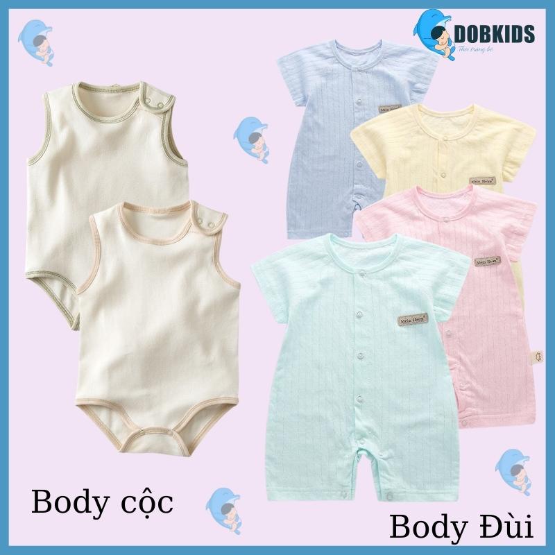 Quần áo trẻ em bộ body liền thân cộc, bodysuit DOBKIDS đáng yêu cho bé trai và bé gái, 100% cotton chất mềm mịn xuất Hàn