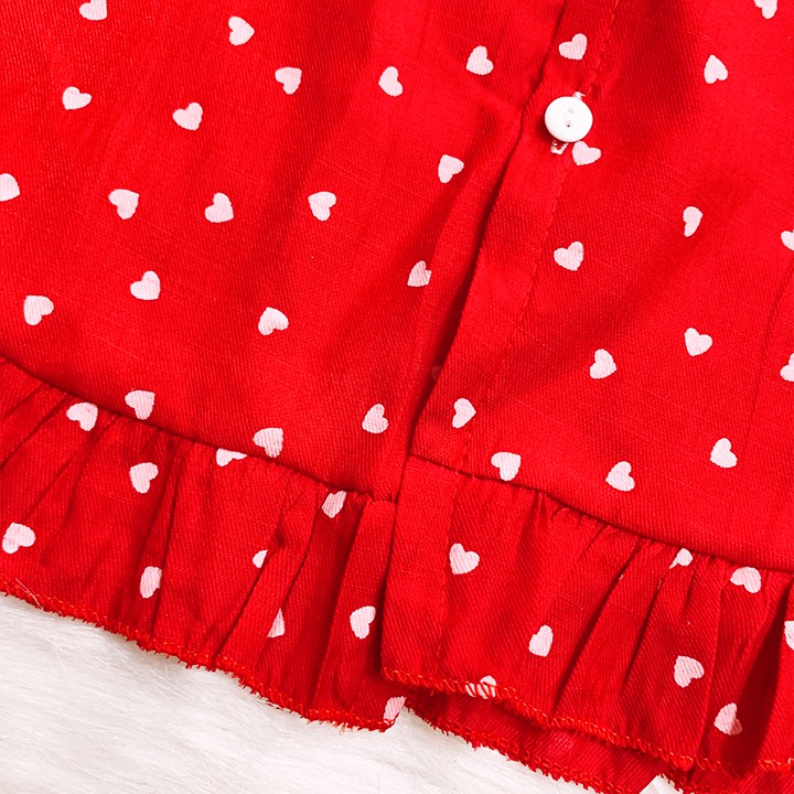 Đầm đỏ chấm bi cho bé 8-23kg chất lụa mềm nhẹ mát phối cổ bèo cho bé thêm xinh yêu BBShine – D080