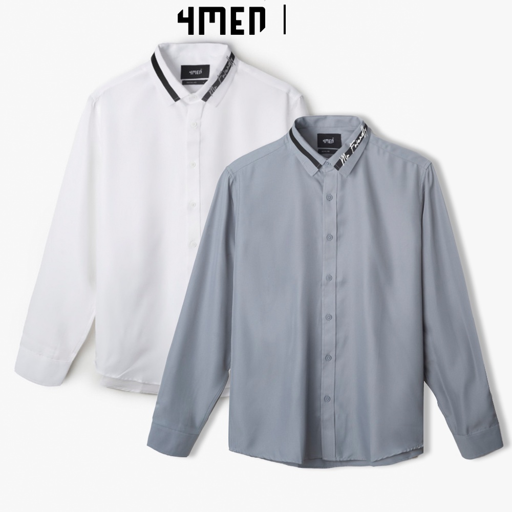 Áo Sơ Mi Nam 4MEN Regular Mr Friendly SM092 cổ bẻ truyền thống, tay dài thanh lịch, vải cotton thoáng mát