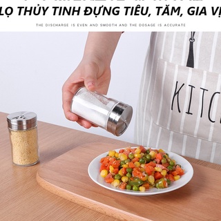 Lọ thủy tinh rắc hạt tiêu, hũ đựng muối bột ngọt hũ đựng tăm đa năng