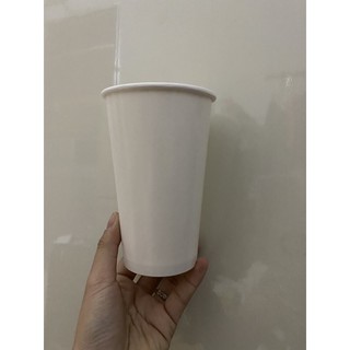Bộ 50 ly giấy trắng trơn 16oz (500ml) 2PE chuyên uống đa lạnh - không kèm nắp