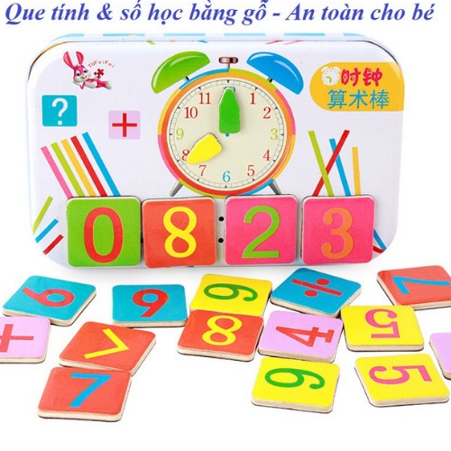 Bộ học toán que tính cho bé, làm bằng gỗ tự nhiên an toàn  giúp bé tập tính hiệu quả