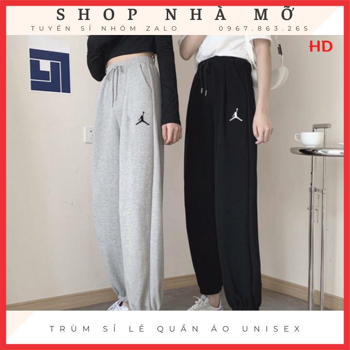 [ Sale giá gốc] Quần jogger chun ống in, quần dài nữ boom chất nỉ cotton form thụng style Hàn Quốc