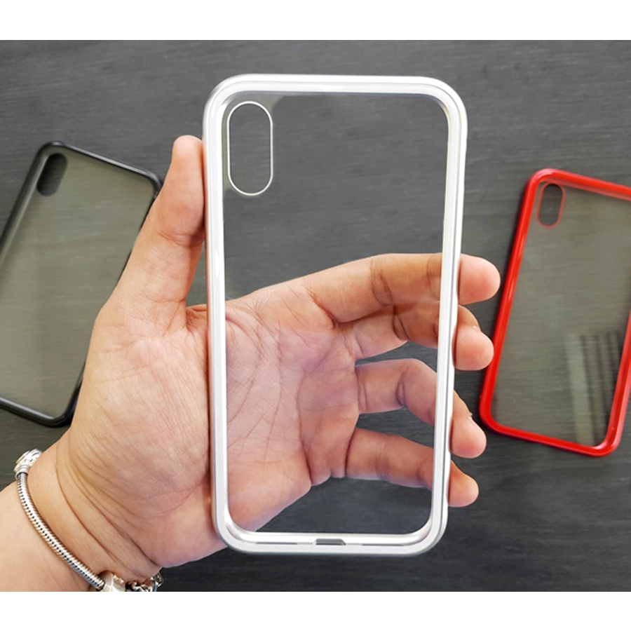 Ốp 2 Mặt Kính Cường Lực Trong Suốt - Ốp Nam Châm Cường Lực - Chống Xước Chống Va Đập Cho IPhone Xsmax XS X XR 7plus 8