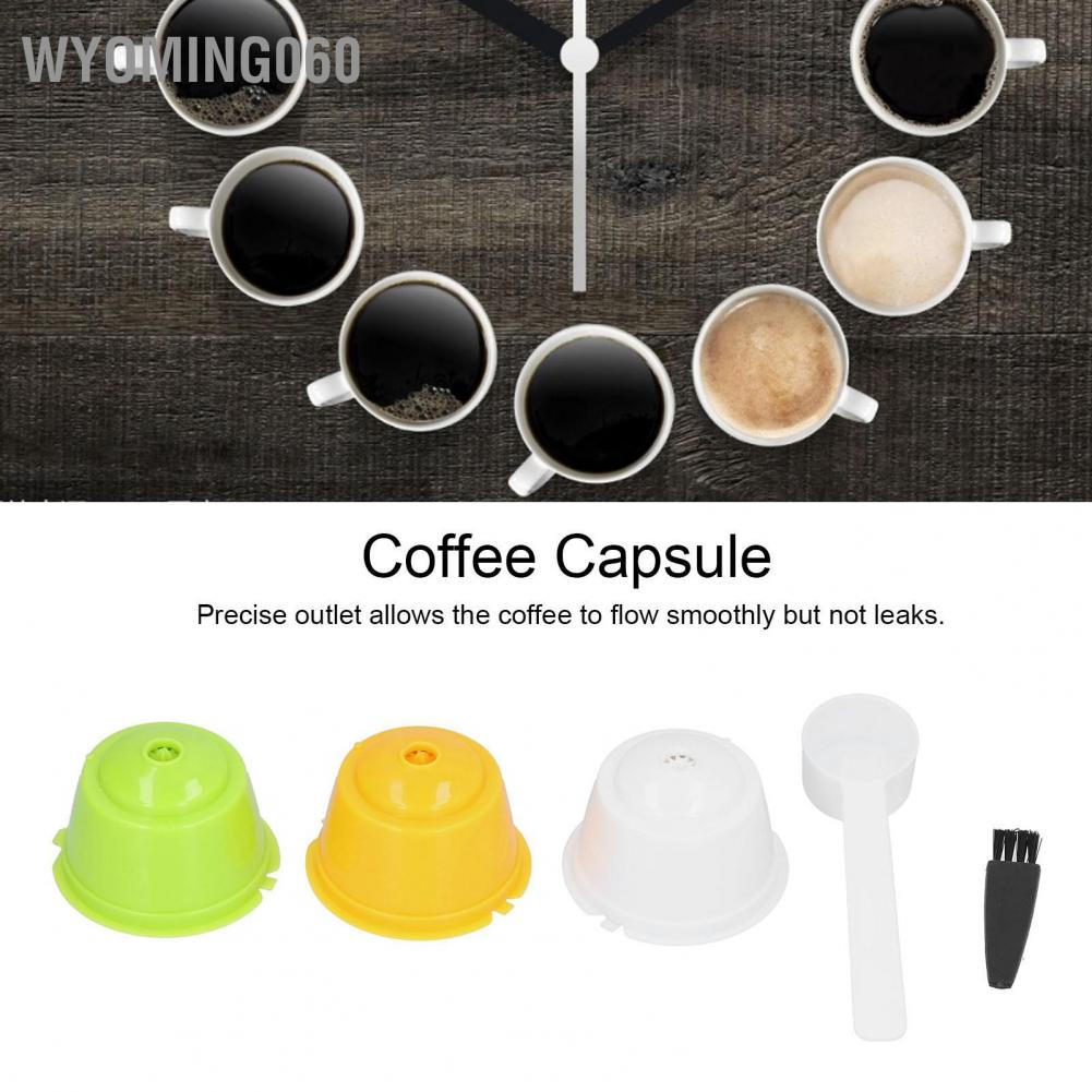 Wyoming060 3PCS Colorful Rusable Coffee Filters Capsule Cup with Brush Spoon Cafe Acc