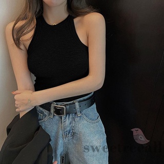 SWT-Women Solid Color Round Neck Sleeveless Slim Summer Tank Tops
