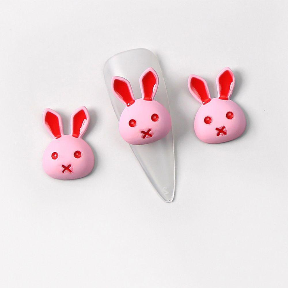 Phụ Kiện Trang Trí Móng Nghệ Thuật Hình Thỏ Hồng Dễ Thương