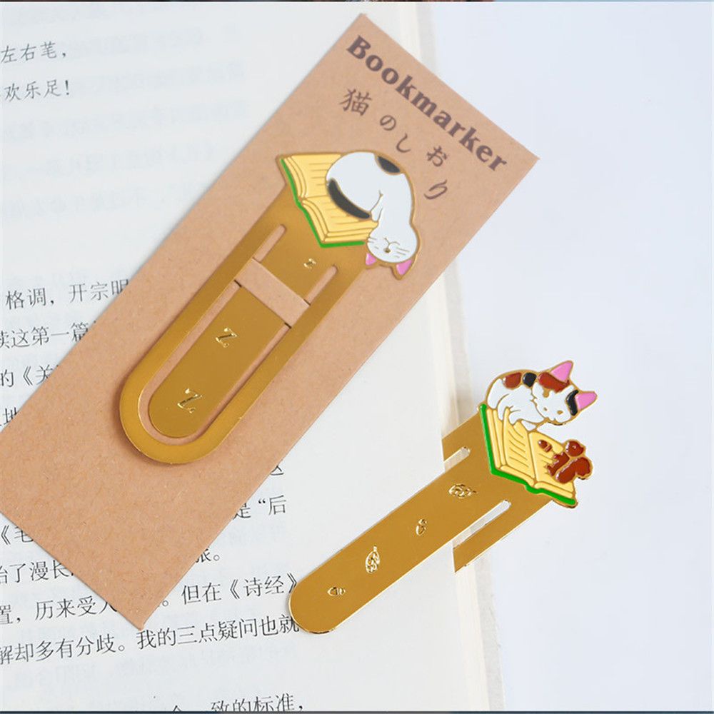 Bookmark Kim Loại Mèo Lười Đọc Sách - Học Thêm