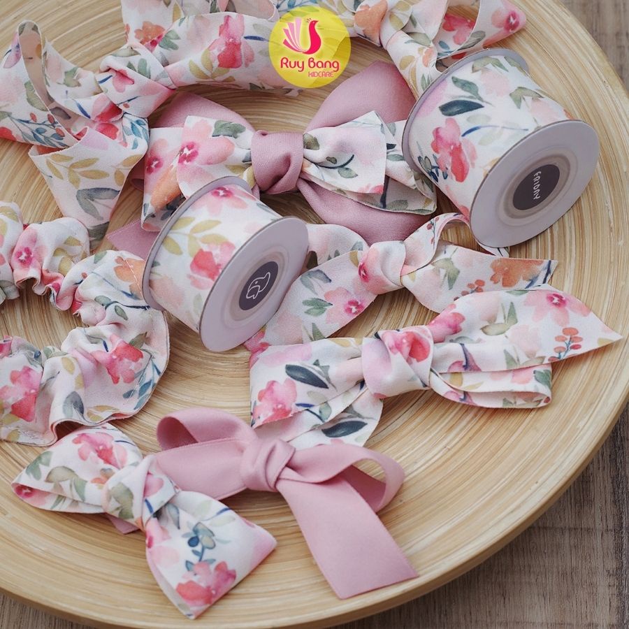 Ruy băng hoa HQ 38mm dùng làm nơ bờm, kẹp tóc - RB2212