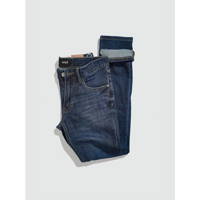 Quần jeans nam xanh trơn 4MEN QJ021 vải cao cấp co giãn, form slimfit tôn dáng | BigBuy360 - bigbuy360.vn